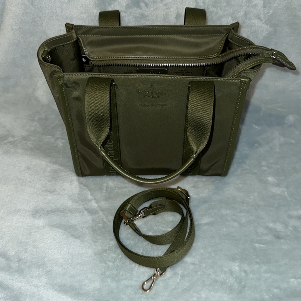 kate spade Green Small Structured Tote with Webbing Details - Picture 4 of 14